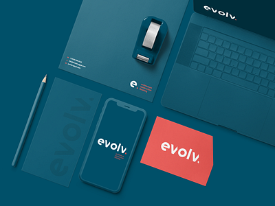 Evolv. Architecture Branding architect architecture brand construction evolve identity logo mark minimal red simple stationery typography