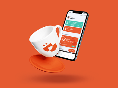 Icoffee App app app icon branding cafe cards cheerful coffee coffee shop icon identity illustration logo orange prepaid simple smile ui