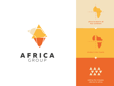 Africa Group Logo Design africa brand company concept continent corporate design group logo triangles yellow