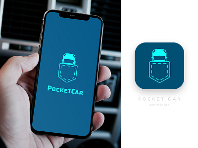 Pocket Car Logo app brand car concept icon logo minimal mobile pocket simple