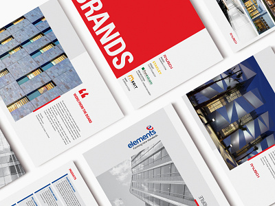 Elements Company Profile aluminum branding brochure company brochure company profile grid layout magazine red simple steel