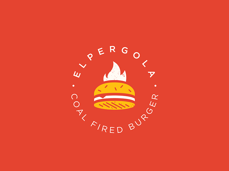 Grilled Burger Logo Concept branding burger coal concept fire food grill icon illustration logo mark orange red restaurant