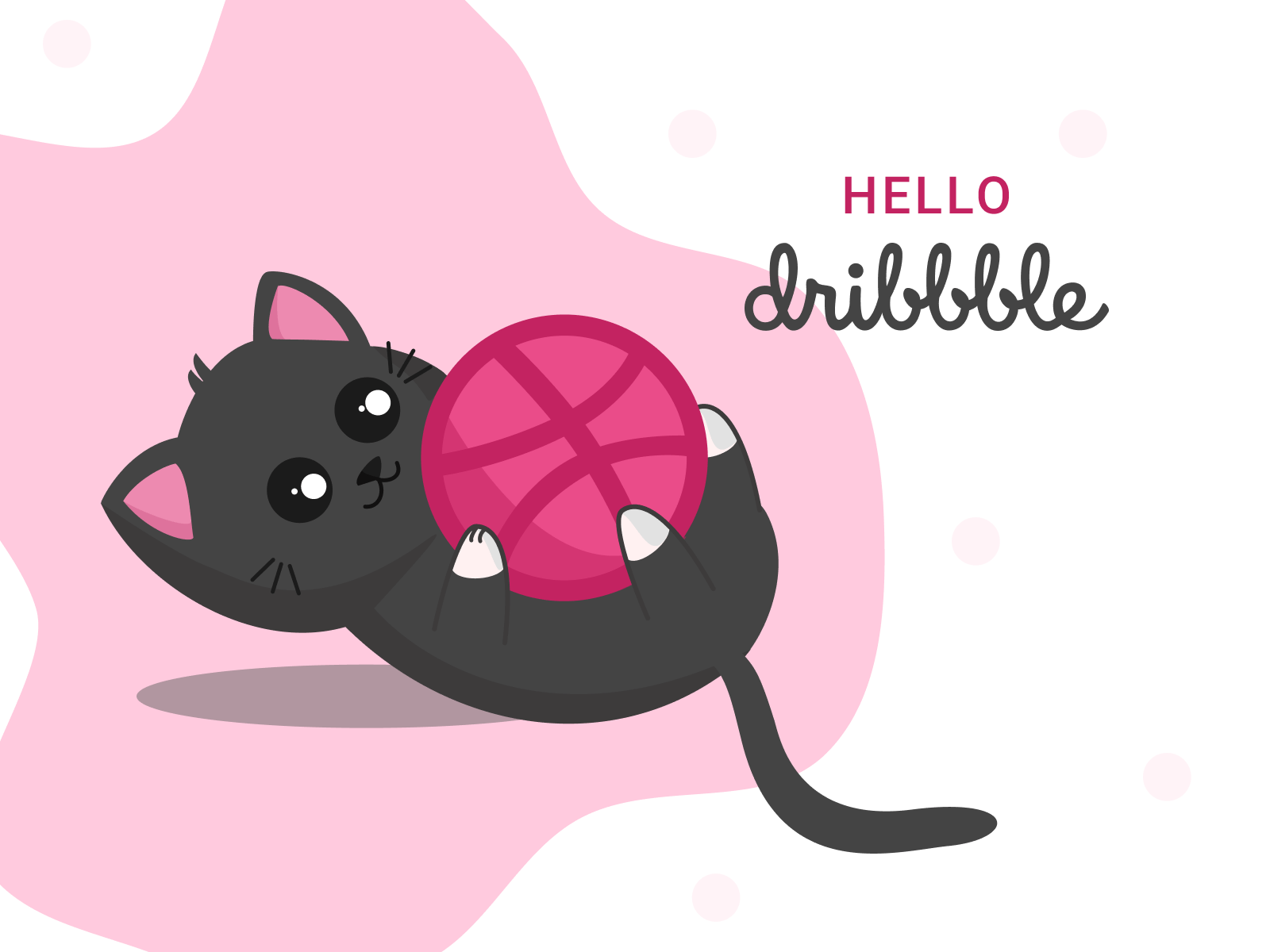Hello Dribbble! animation cat cute illustration debut dribble figma figmotion first shot gif hello illustration kawaii