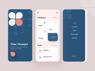Time Manager App concept app challlange dailyui figma mobile tasks time manager ui ui design