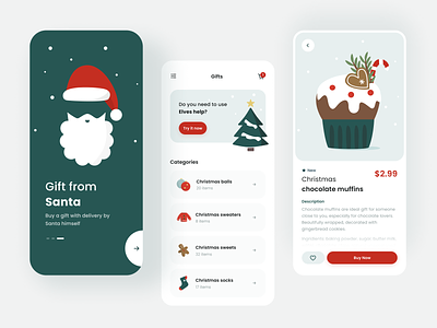 Christmas app christmas concept dailyui design figma gift illustration mobile santa ui