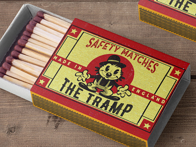 The Tramp - Matchbox design cartoon character mascot logo matchbox retro logo vintage design