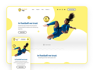 Football Tips - Mobile app's Web Landing page branding design homepage design minimal ui ux web ui design