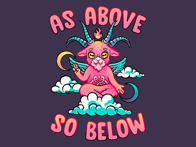 As Above So Below baphomet cute devil goat illustration occult pagan pink witchcraft witchy