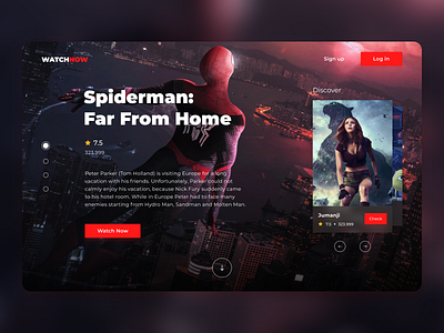 WATCHNOW - Online Movie Streaming dribbble graphicdesign landing page design typography uidesign uiux uiuxdesigner ux uxdesign webdesign