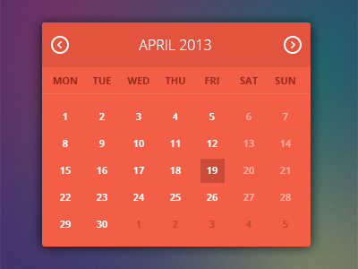 Flat UI - Calendar Widget calendar date event flat kit metro metro style red ui widget