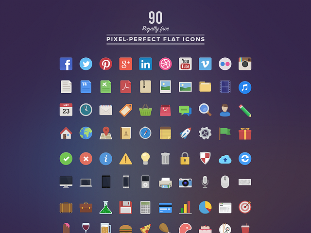 90 Royalty free Flat Icons by Ivo Ivanov on Dribbble