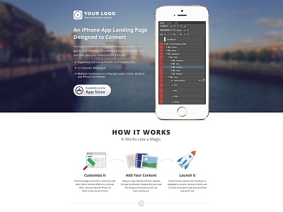 iPhone App Landing Page Template app design iphone iphone 5s landing page template ui ux