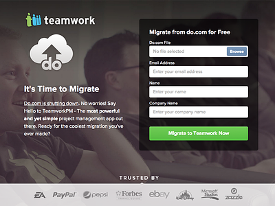 Migrate from Do.com to TeamworkPM app do.com import landing page migrate migration project management project manager software teamwork teamwork pm teamworkpm