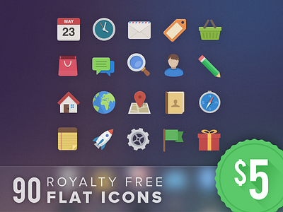 90 Royalty Free Flat Icons Deal