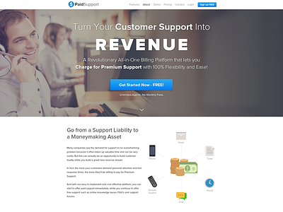 Paid Support - Platform for Premium Support call to action cta home page landing page premium support ui design