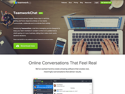 TeamworkChat (beta) app chat header hero image landing page project management saas software teamwork teamworkpm