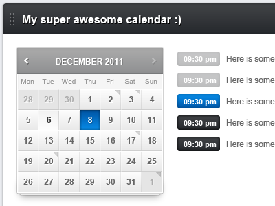 Admin Calendar admin calendar events panel ui