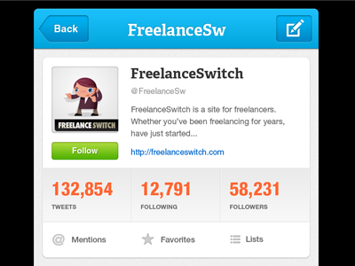 Profile Page for iPhone Twitter Client aplication app followers ios iphone page profile tweet twitter user