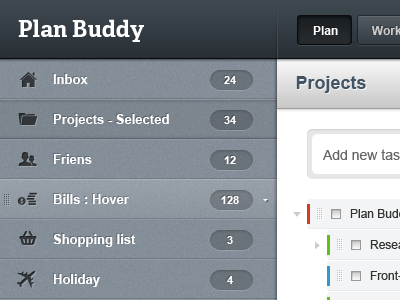 Plan Buddy - Task Manager app icons list manager navigation sidebar task tool