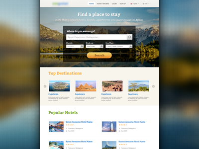 Hotels Search & Booking Portal booking destination form hotel portal search travel ui
