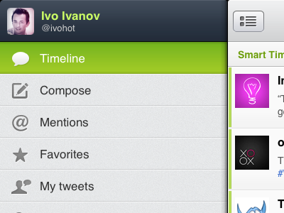 TweetBe.st - Smart Timeline client icons ios ipad menu navigation smart timeline tweet twitter ui ux