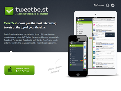 TweetBest - Now Available for iPhone app app store application client design ios ipad iphone landing page tweet twitter ui