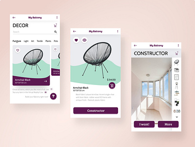 E-commerce and Constructor App — Design of Balcony app balcony constructor decor design e commerce furniture interface interior mobile ui ux