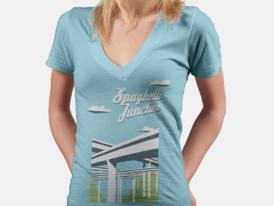 spaghetti junction printed. atlanta bridges clouds design highway illustration spaghetti junction t shirt