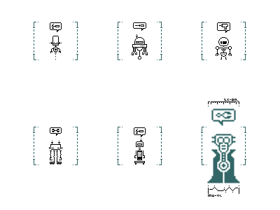 robot-built minion units. 8bit icons illustration pixel robots