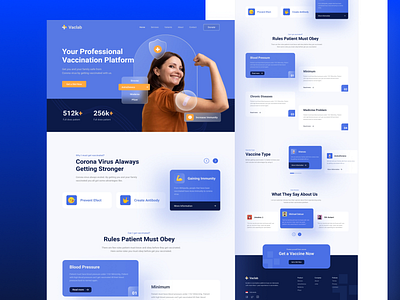 Vaccination Landing Page branding clean coronavirus covid 19 covid19 design doctor healthcare hospital interface landing page design medicine minimal pandemic ui ui design ux design vaccination vaccine web design