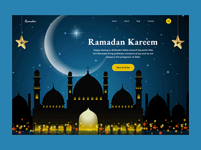 Ramadan Kareem Header clean dark design eid mubarok figma header islam landing page design minimal mubarok muslim ramadan ramadan kareem trending typography ui ui design uiux ux design web design