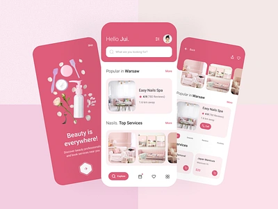 Beauty Services App Design app beauty beauty app beauty product beauty salon clean clinc haircut makeup manicure massage mobile online react native salon service skin care spa style ui design