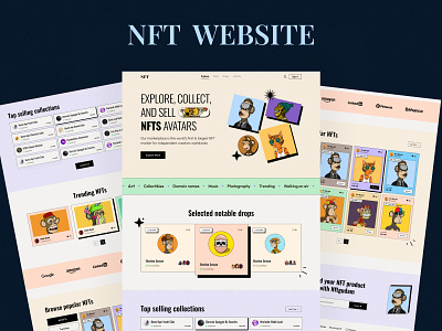 NFT Marketplace Website binance bitcoin blockchain coin creative cryptoart defi digital art ethereum landingdesign minimal nft nft 3d nft marketplace nft web nft website token uidesign web 3.0 web design