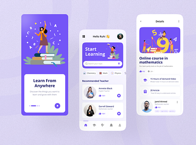 Online Learning App android app app application clean coline courses course design e learning education elearning exploration ios app mobile app modern design online class online school ui ui design uiux ux