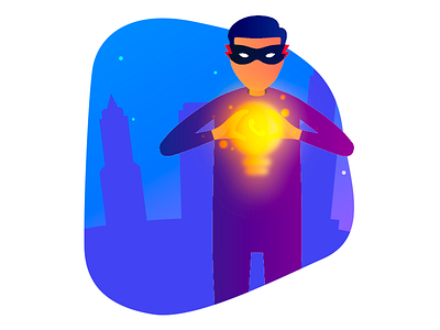 Knowledge power city illustration knowledge lightbulb night power superhero vector