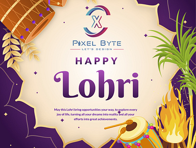 Happy Lohri branding festival festival app festival logo festival poster firework india indianfestival kite logo lohri lohricelebration makarsankranti new year punjabi sankranti