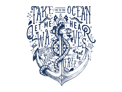 Ocean Is Calling anchor apparel art blue design font graphics ocean print quotes sea typography