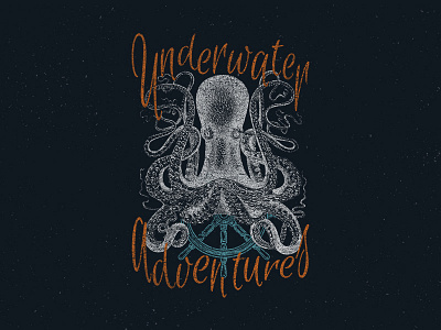 Underwater Adventures adventure apparel art design font graphics illustration ocean octopus print sea typography