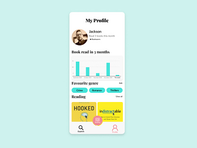 DailyUI 006 || User profile for Reading app app app design dailyui design ui uidesign uiux