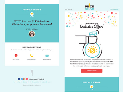 PrizeGrab Email Template austin email featured illustration marketing onboarding polygon shapes startup template winner