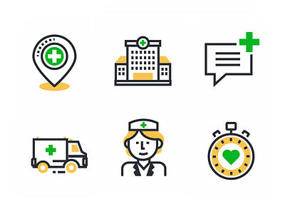 Line Icon Set branding flat icon hear hospital icon design icon type line icon logo medical icon nurse
