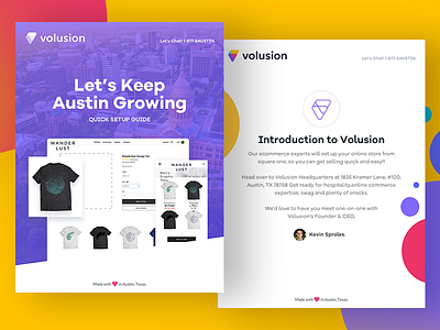 Volusion e-commerce ebook for Austin austin book design clean design colorful e commerce ebook print design store trending design