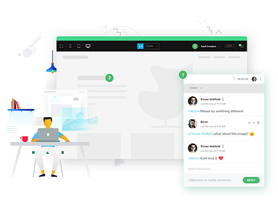 Creative Comments Board comments comments ui illustrations live saas team comments user on boarding website feedback
