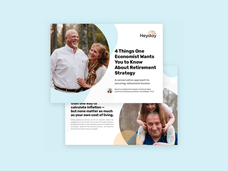 HeyDay Retirement Marketing Design ad banner ad design app ui book cover clean creative clean design clean ui design clean ui ux ebook ebook cover facebook facebook ads guide book heyday marketing minimal pdf retirement social media marketing ui ux