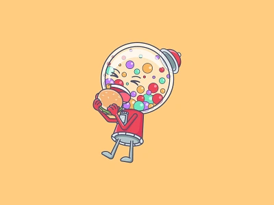 Gum Ball Character burger cute food blog food blogger gumball logo