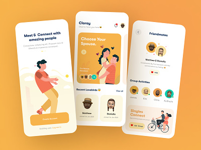 Concept exploration for a dating app adobe xd app design figma fintech app illustration illustrations design logo product design ui ui ux uidesign ux