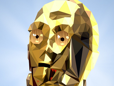 Low poly C3PO illustration artdirection c3po design illustration low poly lowpoly portrait star wars