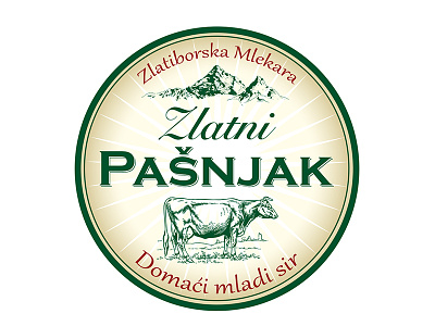 Zlatni Pasnjak cheese label artdirection artwork bio cheese illustration nature product label design