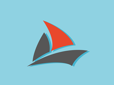 sailboat flat icon illustration logo minimal vector