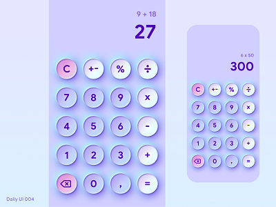 Daily UI 004 - Calculator 004 3d app app design calculator colors daily ui challenge dailyui design interface mobile neomorphism neumorphism purple super neumorphism ui ui design ux
